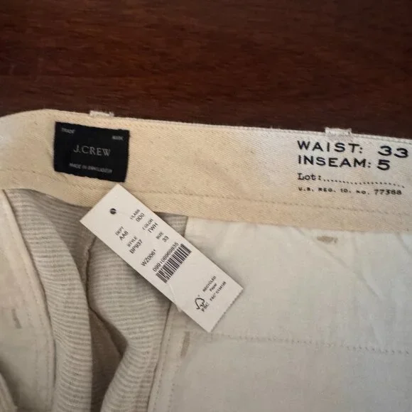 J. Crew 5" Cream linen short Size 33 Brand New NWT - Picture 5 of 5